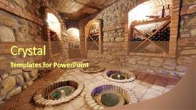  Presentation with wine industry - Slides consisting of underground cellar for storing wine background and a tawny brown colored foreground