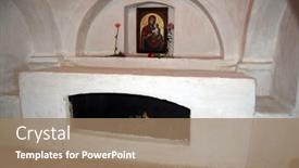  Presentation with russian historical - Colorful presentation theme enhanced with underground-church-and-cemetery-cave backdrop and a coral colored foreground