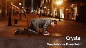  Presentation with treasure - Audience pleasing slide set consisting of underground economy - businessman on knees found treasure backdrop and a tawny brown colored foreground