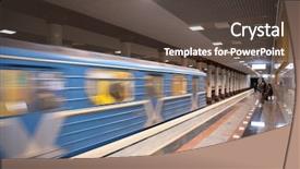  Presentation with metro train - PPT layouts with underground economy - metro train arrival background and a  colored foreground