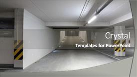  Presentation with wide - Presentation theme with underground-empty-parking-garage-gate background and a gray colored foreground