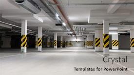  Presentation with empty - Beautiful presentation theme featuring underground-empty-parking-garage-modern backdrop and a light gray colored foreground