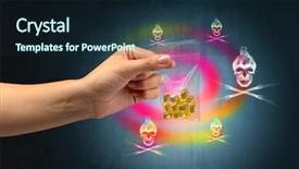  Presentation with capsules - Slides enhanced with underground market - female hand delivers illegal capsules background and a  colored foreground