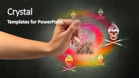  Presentation with capsules - Audience pleasing presentation theme consisting of underground market - female hand delivers illegal capsules backdrop and a  colored foreground