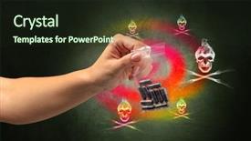 Presentation with illegal drug - PPT theme consisting of underground market - female hand delivers illegal capsules background and a  colored foreground