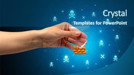  Presentation with skull - Beautiful slides featuring underground market - female handing over pills backdrop and a  colored foreground