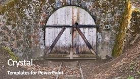  Presentation with coal mining mine - Slide deck featuring old gate of a mine background and a gray colored foreground