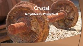  Presentation with miner - PPT theme consisting of gold mining history - old miner wheel pair background and a tawny brown colored foreground