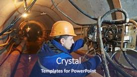  Presentation with sewer - Colorful presentation theme enhanced with subterranean - tunneller sinker worker connecting equipment backdrop and a ocean colored foreground