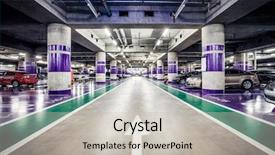  Presentation with traffic engineering parking - Cool new PPT layouts with underground parking aisle backdrop and a light gray colored foreground