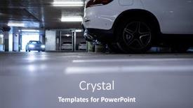  Presentation with cars - Audience pleasing PPT theme consisting of underground-parking-cars-parked backdrop and a gray colored foreground