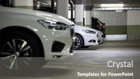  Presentation with cars - PPT theme enhanced with underground-parking-cars-parked background and a gray colored foreground