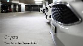  Presentation with cars - PPT layouts with underground-parking-cars-parked background and a light gray colored foreground