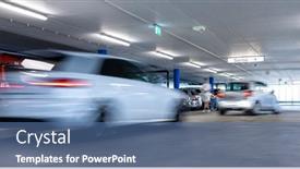  Presentation with cars - Cool new slide set with underground-parking-cars-parked backdrop and a ocean colored foreground