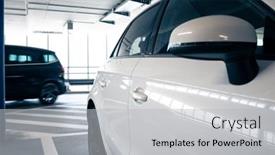  Presentation with cars - Presentation theme consisting of underground-parking-cars-parked background and a light gray colored foreground
