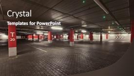  Presentation with parking lot - PPT theme enhanced with underground-parking-lot-empty-carpark background and a tawny brown colored foreground