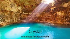  Presentation with mexico - Beautiful PPT theme featuring underground river - cenote samula sinkhole light beam backdrop and a cyan colored foreground
