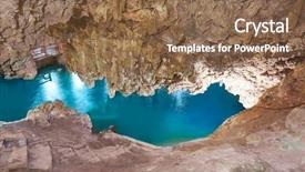  Presentation with melting earth near space - Audience pleasing presentation theme consisting of underground river - cenote xkeken sinkhole near valladolid backdrop and a  colored foreground