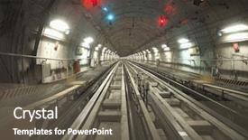  Presentation with neon - Audience pleasing PPT layouts consisting of underground subway railway tunnel backdrop and a dark gray colored foreground
