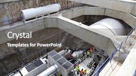  Presentation with drilling machine - Cool new slides with underground tunnel drilling machine huge backdrop and a dark gray colored foreground