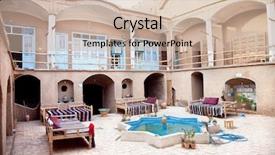  Presentation with old house - Slide deck enhanced with underground with pool in midle background and a soft green colored foreground