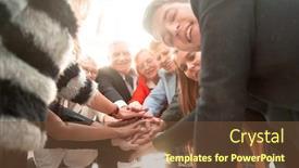  Presentation with groups - Theme enhanced with underneath-view-business-teamwork-groups background and a tawny brown colored foreground