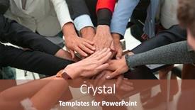  Presentation with groups - Slide deck consisting of underneath-view-business-teamwork-groups background and a tawny brown colored foreground