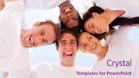  Presentation with faces - Audience pleasing PPT layouts consisting of underneath view of friends with funny faces outdoors backdrop and a lemonade colored foreground