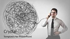  Presentation with understanding - Slide set having understanding - confused businessman talking background and a light gray colored foreground