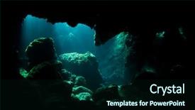  Presentation with deep dark sea - Colorful presentation theme enhanced with underwater cave in sea backdrop and a forest green colored foreground