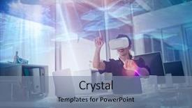  Presentation with virtual reality - Beautiful presentation design featuring underwater communication - fish swimming with shark backdrop and a seafoam green colored foreground