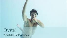  Presentation with under water - Amazing presentation theme having underwater communication - handsome man under water sowing backdrop and a  colored foreground