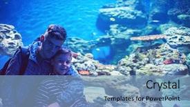 Presentation with photo - Cool new PPT theme with underwater communication - photo of man with son backdrop and a light blue colored foreground