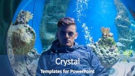  Presentation with spring photo album - Theme enhanced with underwater communication - photo of man background and a ocean colored foreground