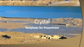  Presentation with fall - Presentation design consisting of underwater construction - ruin of sunken old village background and a teal colored foreground