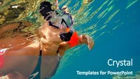  Presentation with underwater - Theme consisting of underwater image of young woman snorkeling background and a ocean colored foreground