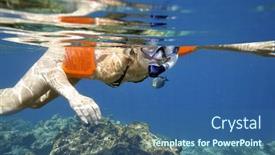  Presentation with underwater - Audience pleasing presentation theme consisting of underwater-image-of-young-woman backdrop and a ocean colored foreground