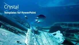  Presentation with underwater - Beautiful presentation theme featuring underwater-landscape-with-boat-fragments backdrop and a ocean colored foreground
