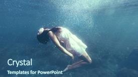  Presentation with sea water - Audience pleasing PPT layouts consisting of underwater photo of a human backdrop and a ocean colored foreground