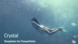  Presentation with sea water - Colorful PPT theme enhanced with underwater photo of a human backdrop and a ocean colored foreground