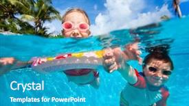  Presentation with swimming pool - PPT theme with underwater photo of kids background and a teal colored foreground