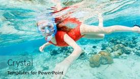  Presentation with swimming - PPT theme having underwater-photo background and a seafoam green colored foreground
