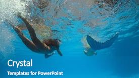  Presentation with mermaid - Colorful presentation theme enhanced with underwater shoot of swimming mermaid backdrop and a teal colored foreground