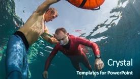  Presentation with divers - Amazing presentation theme having underwater shot of free divers backdrop and a ocean colored foreground