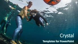  Presentation with divers - Presentation theme consisting of underwater shot of free divers background and a ocean colored foreground