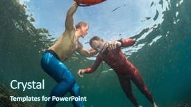  Presentation with divers - Beautiful PPT theme featuring underwater shot of free divers backdrop and a  colored foreground