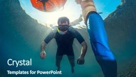  Presentation with divers - Slide deck having underwater shot of free divers background and a ocean colored foreground