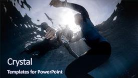  Presentation with divers - Cool new slides with underwater shot of free divers backdrop and a navy blue colored foreground