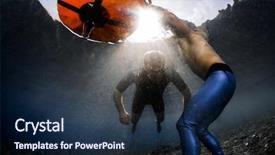  Presentation with safety training - Slide deck enhanced with underwater shot of free divers background and a navy blue colored foreground