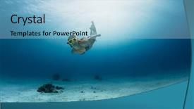  Presentation with skin - PPT theme consisting of underwater shot of the young lady skin diving in the clear tropical sea background and a light blue colored foreground